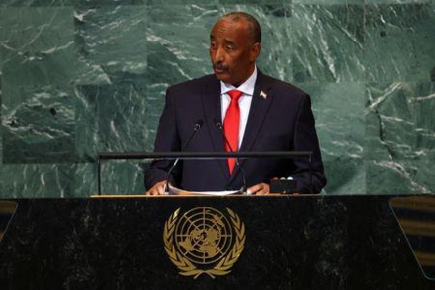  الفريق أول عبد الفتاح البرهان خلال كلمته أمام الجمعية العامة للأمم المتحدة  22 سبتمبر  2022. -رويترز